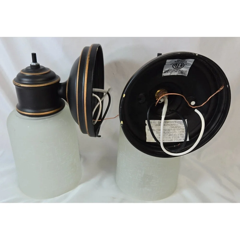 Portfolio Wall Sconce Oil-Rubbed Bronze Vanity Light Fixture Frosted Shades 5